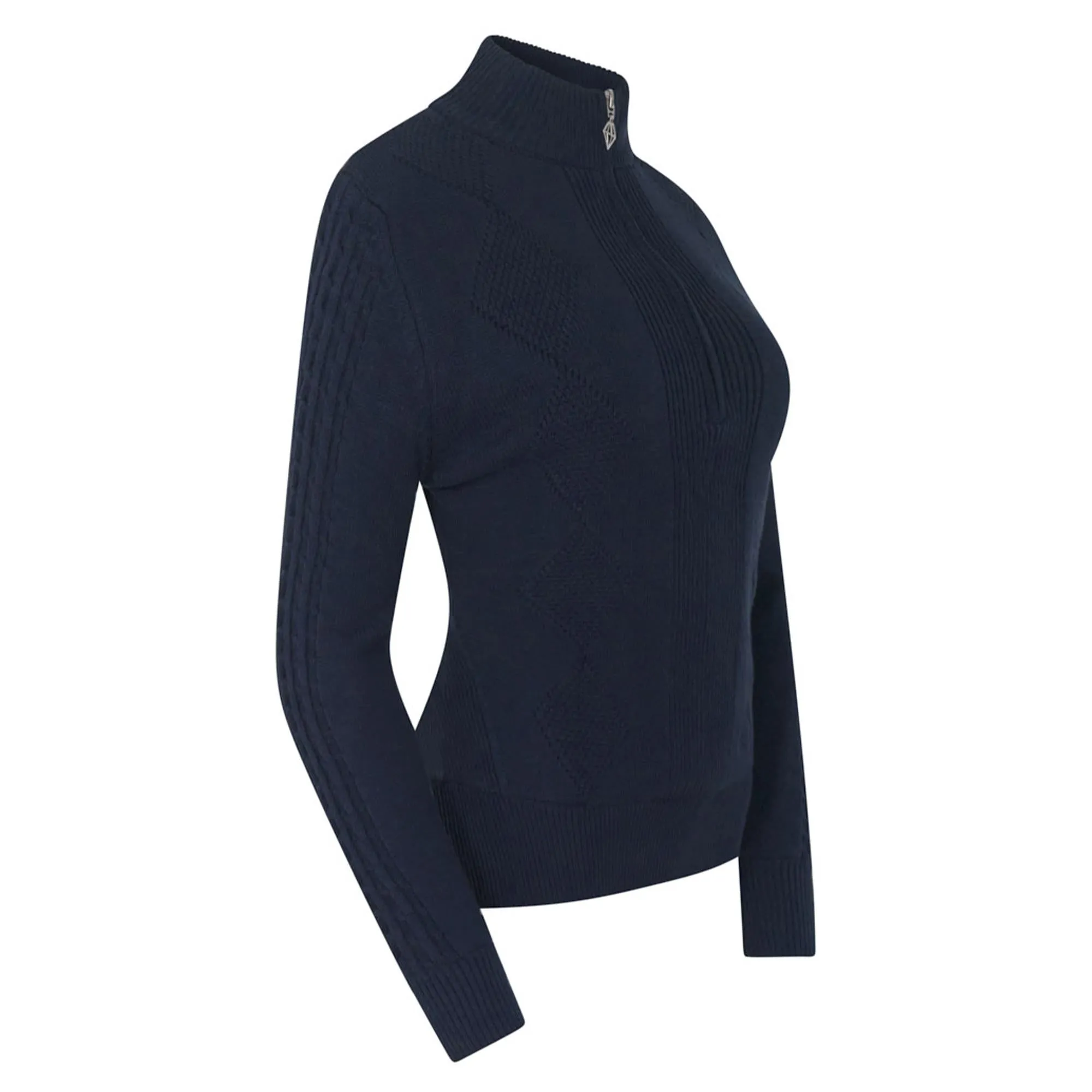 Pure Golf Sorrell Cable Knit Lined Ladies Golf Jumper Navy