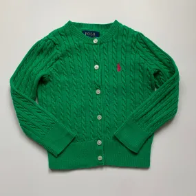 Ralph Lauren Green Cable Knit Cotton Cardigan: 2 Years