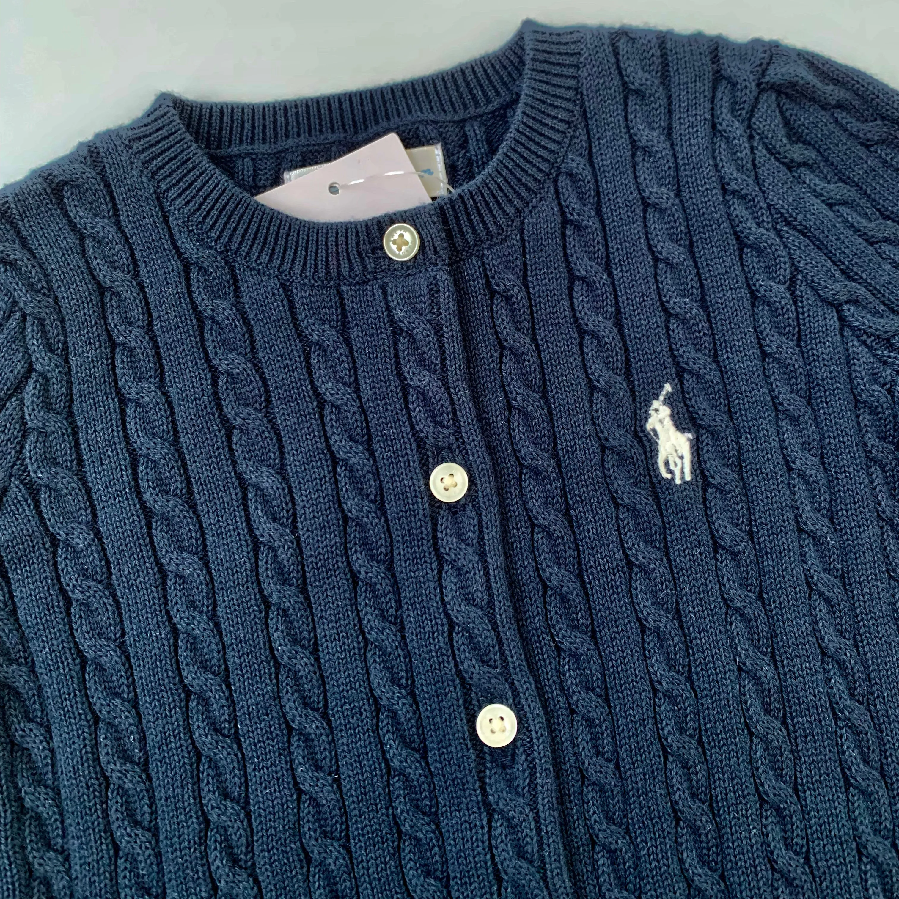 Ralph Lauren Navy Cable Knit Cardigan: 12 Months (Brand New)