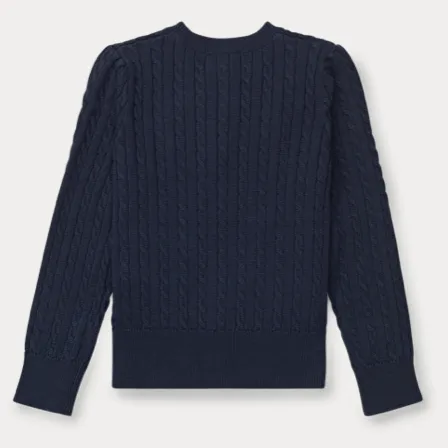 Ralph Lauren Navy Cable Knit Cotton Cardigan: 7 Years