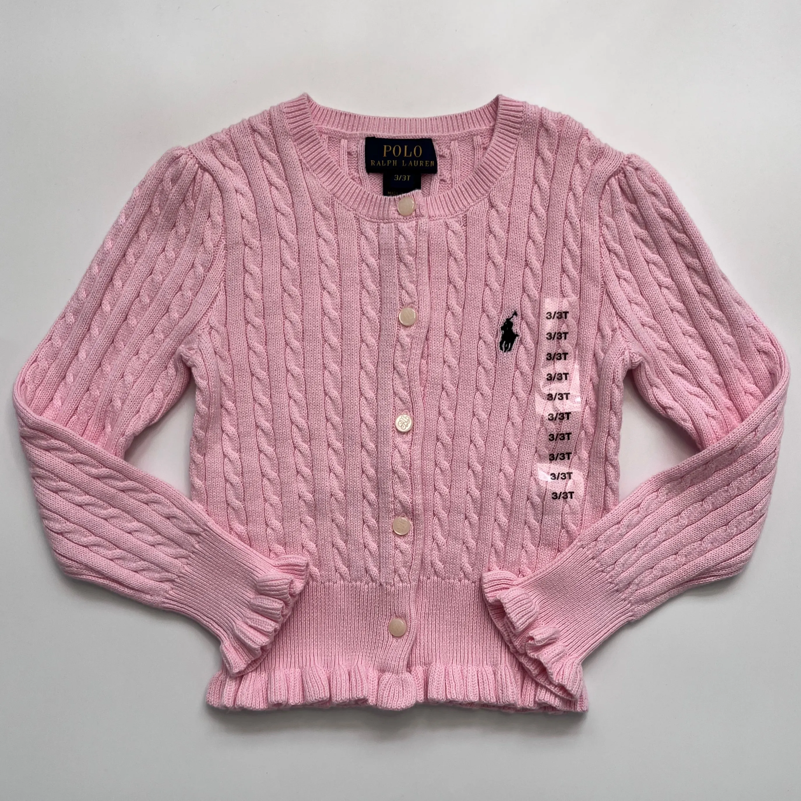 Ralph Lauren Pink Cable Knit Cotton Cardigan: 3 Years (Brand New)