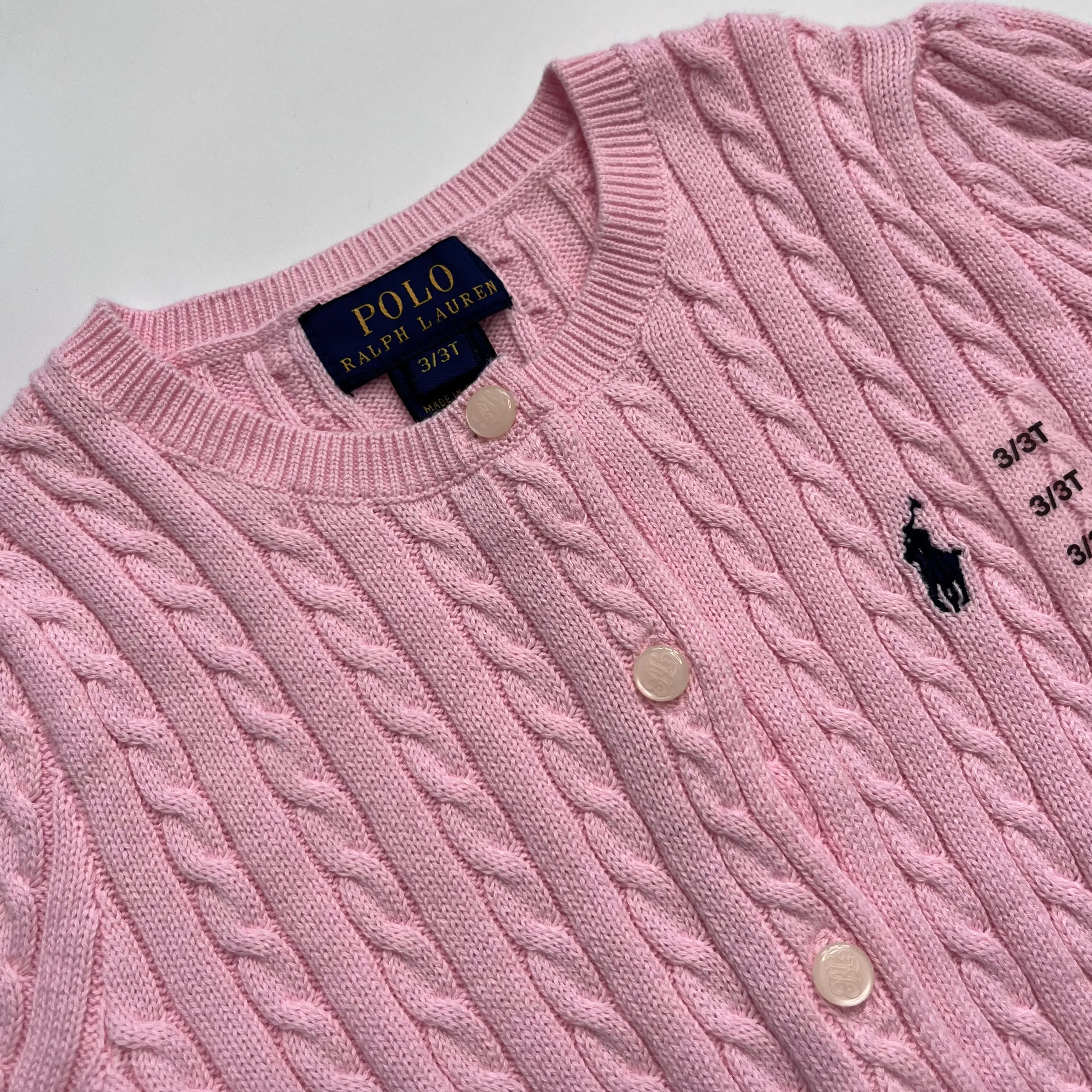 Ralph Lauren Pink Cable Knit Cotton Cardigan: 3 Years (Brand New)