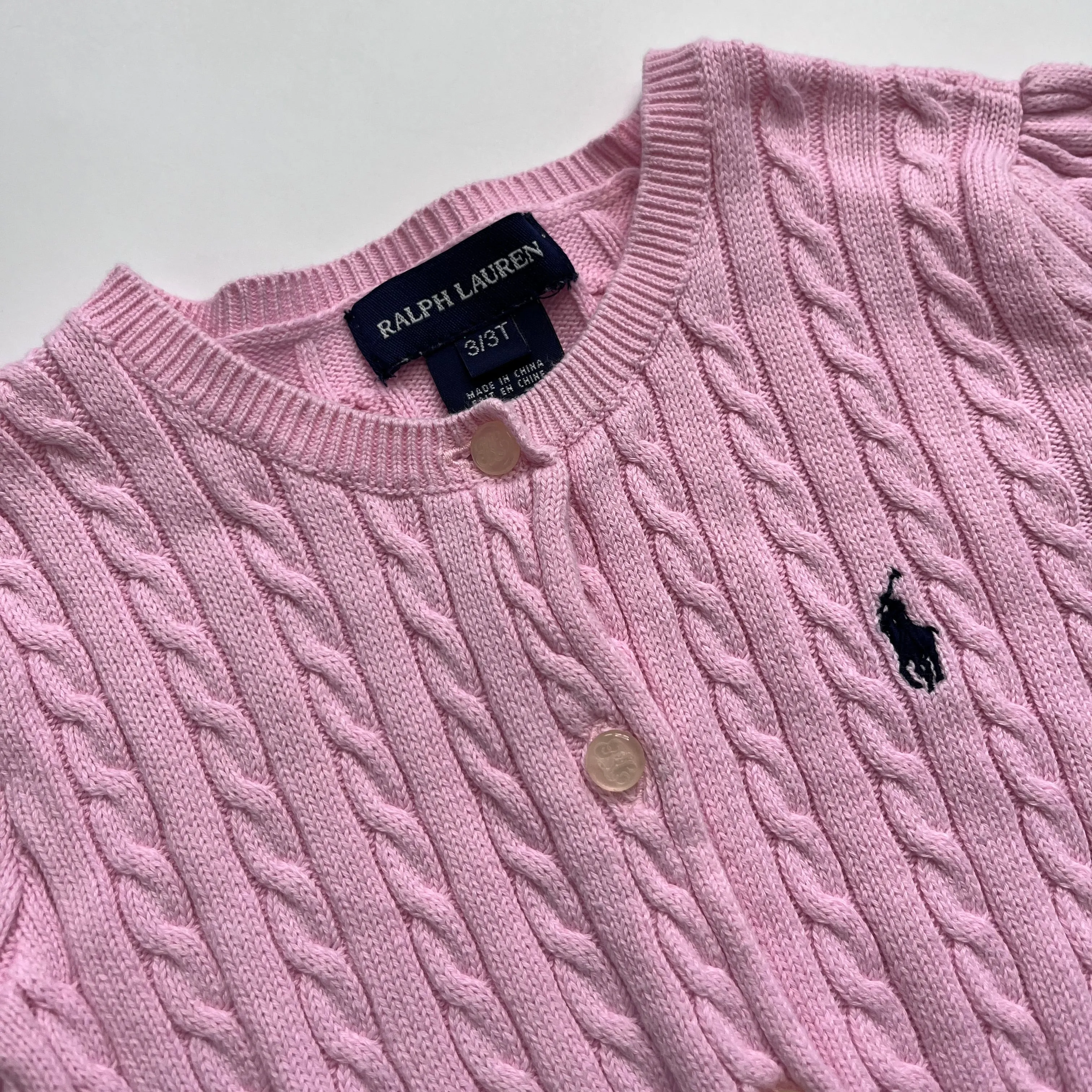 Ralph Lauren Pink Cable Knit Cotton Cardigan: 3 Years