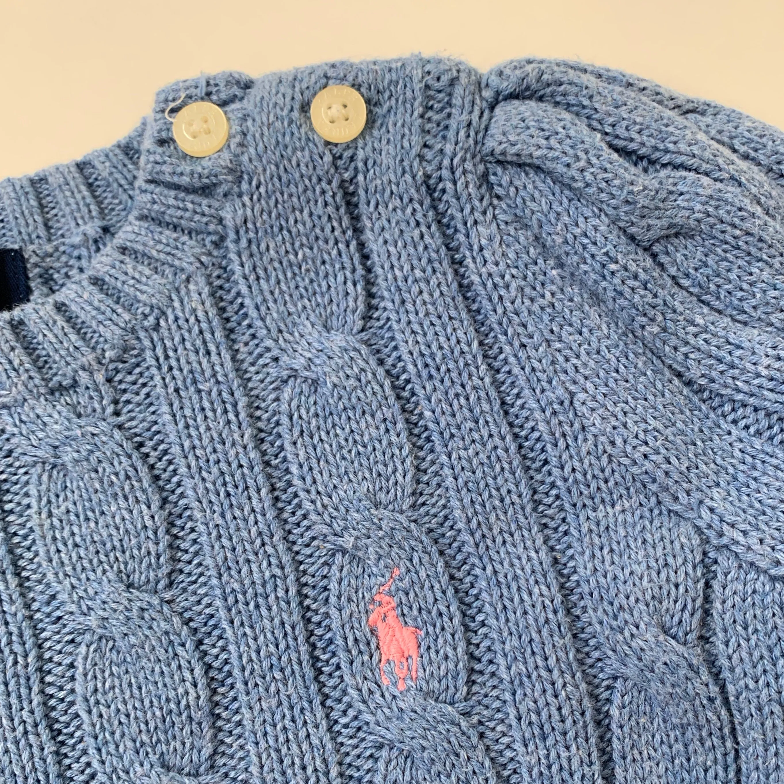 Ralph Lauren Powder Blue Cotton Cable Knit Jumper: 2 Years