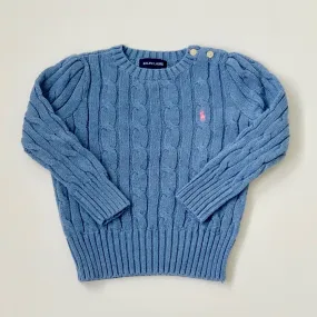 Ralph Lauren Powder Blue Cotton Cable Knit Jumper: 2 Years