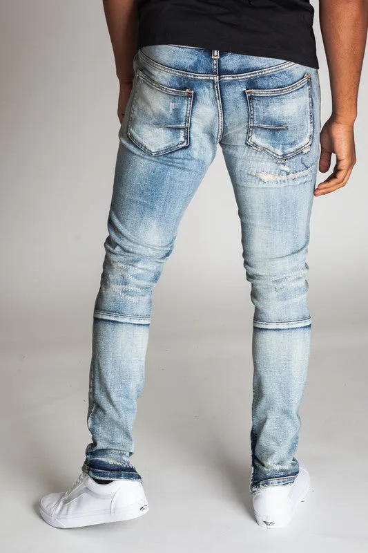 Ripped & Repaired Ankle Zip Jeans