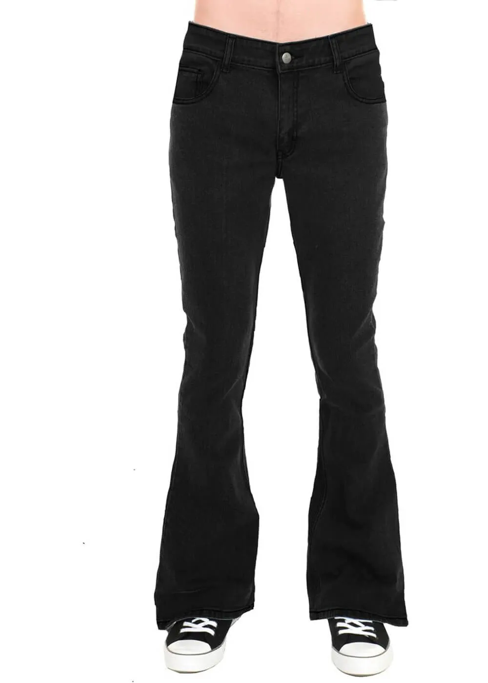 Run & Fly Men's Denim 70's Flare Pants Black