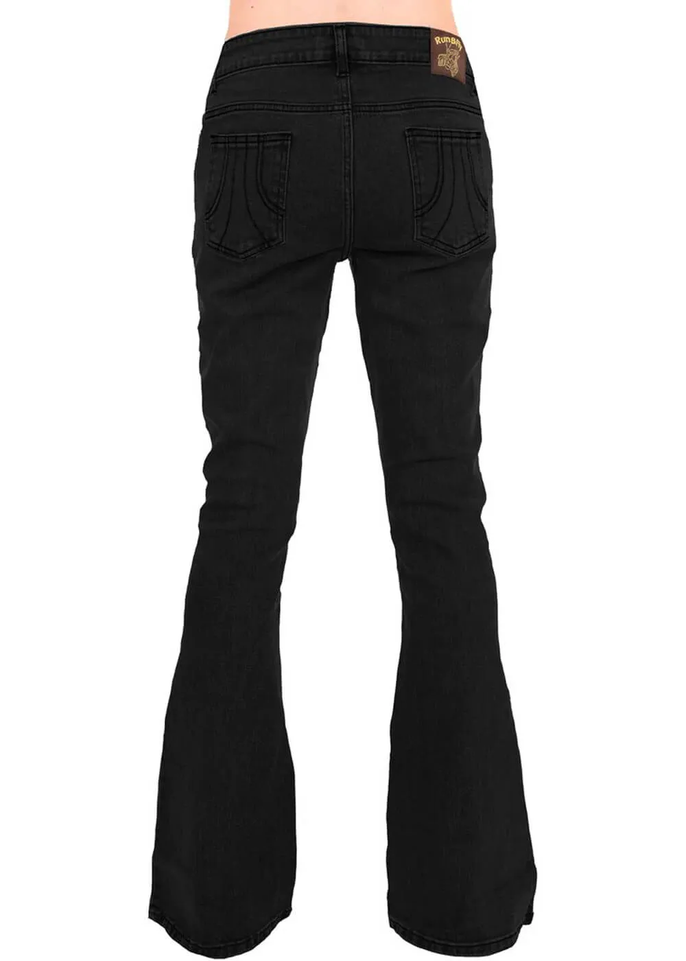 Run & Fly Men's Denim 70's Flare Pants Black