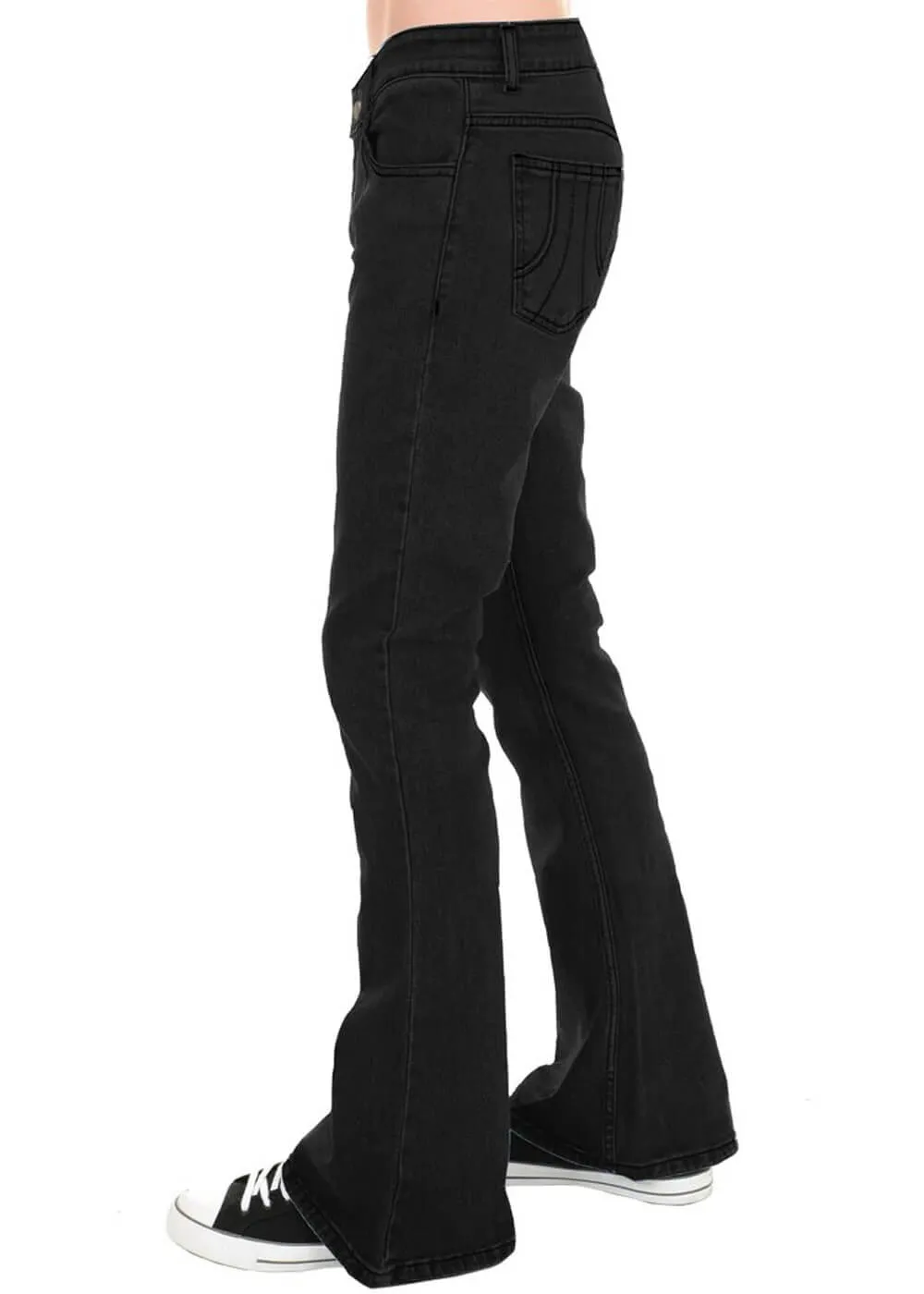 Run & Fly Men's Denim 70's Flare Pants Black