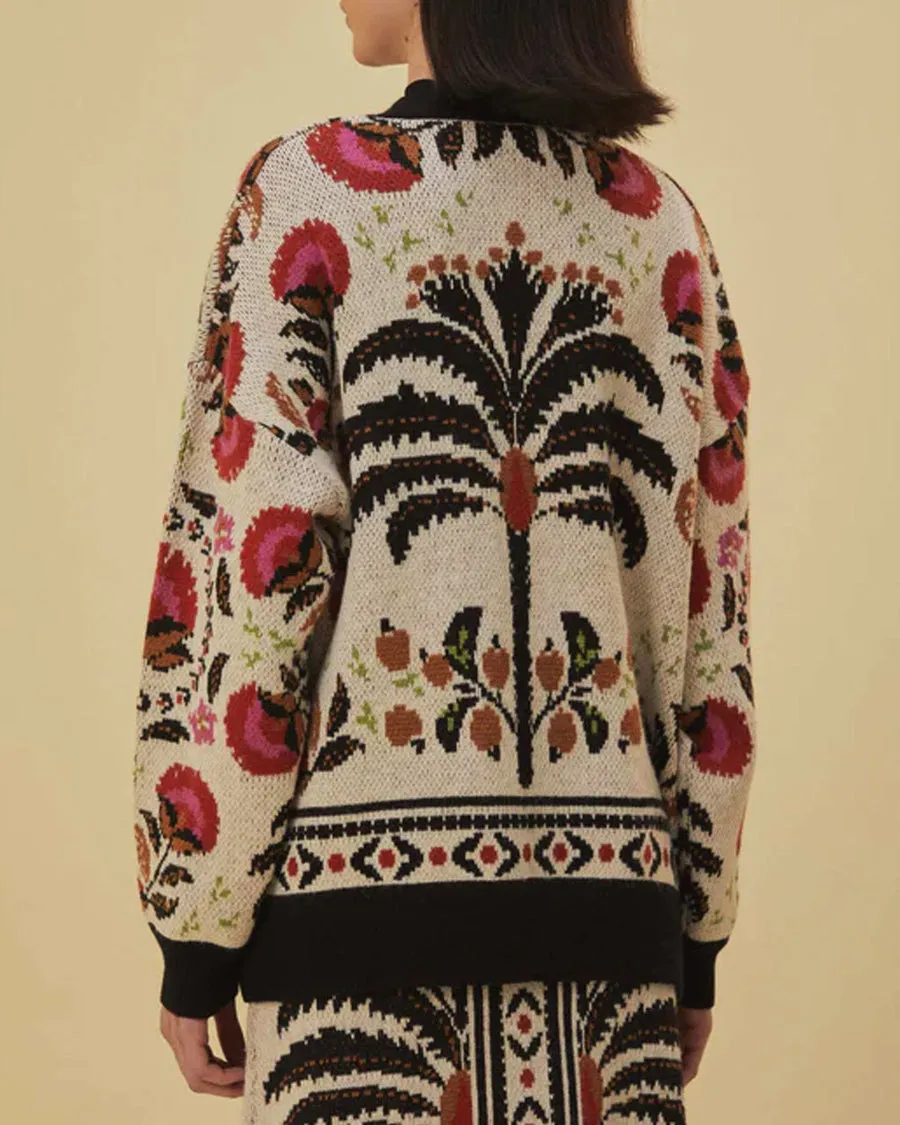 Sand Palms Paradise Knit V Neck Cardigan