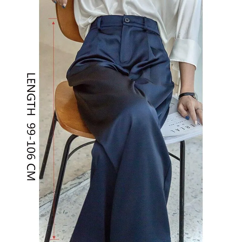 Silk Satin Oversize High Waist Casual Pants