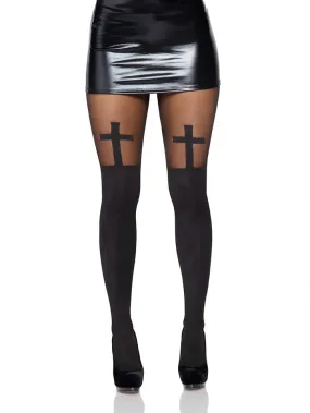 Spandex Opaque Cross Pantyhose