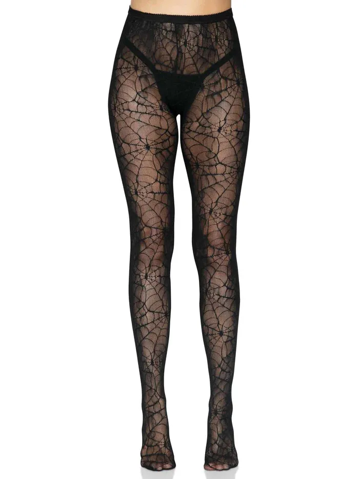 Spider Lace Pantyhose Black