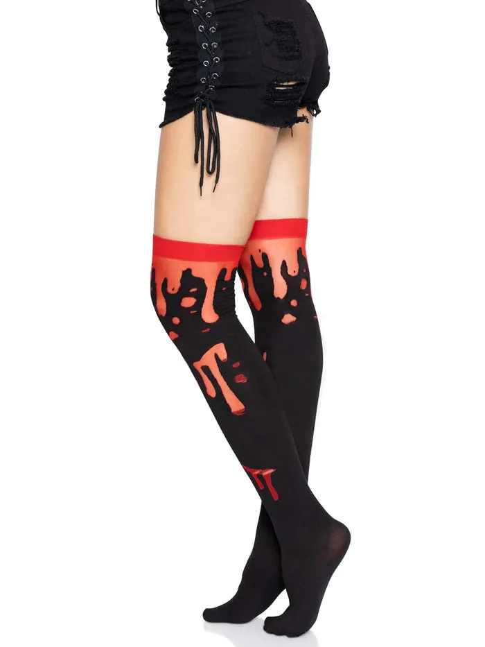 Splatter Thigh Highs-RED