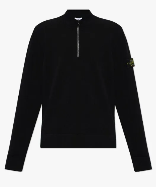 STONE ISLAND  |Pullovers Wool Long Sleeves Plain Logo Sweaters