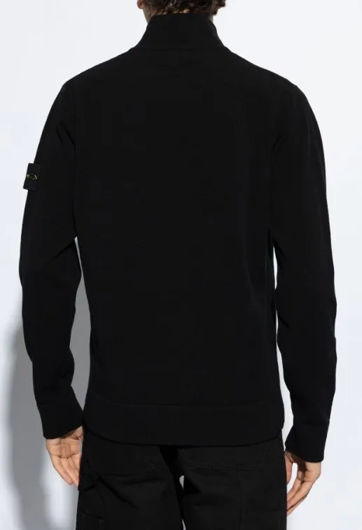 STONE ISLAND  |Pullovers Wool Long Sleeves Plain Logo Sweaters