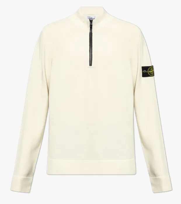 STONE ISLAND  |Pullovers Wool Long Sleeves Plain Logo Sweaters