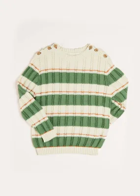 Striped Cable Knit Jumper in Green (4-10yrs)