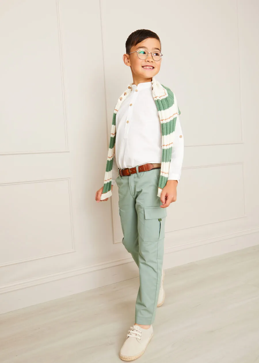 Striped Cable Knit Jumper in Green (4-10yrs)