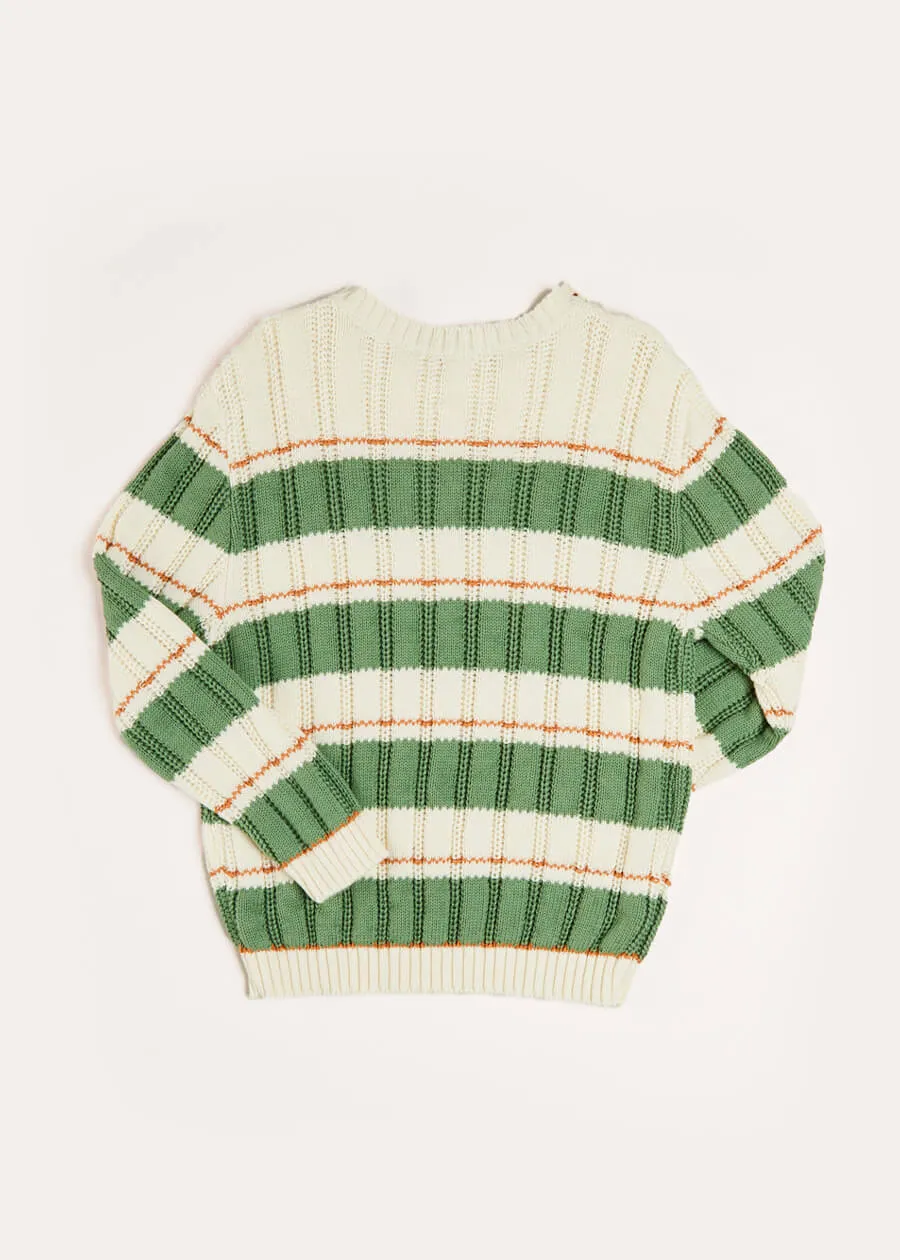 Striped Cable Knit Jumper in Green (4-10yrs)