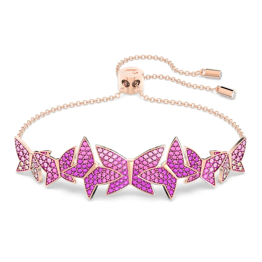 SWAROVSKI Lilia set (3), Butterfly, Pink, Rose-gold tone plated 