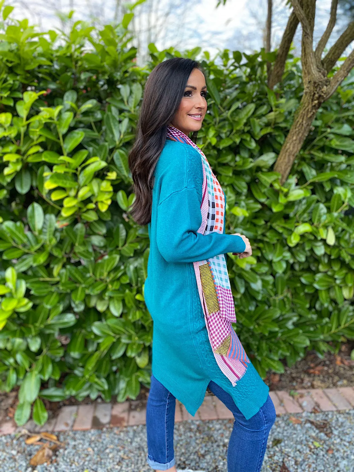 Teal Premium Cable Knit Cardigan Vicky