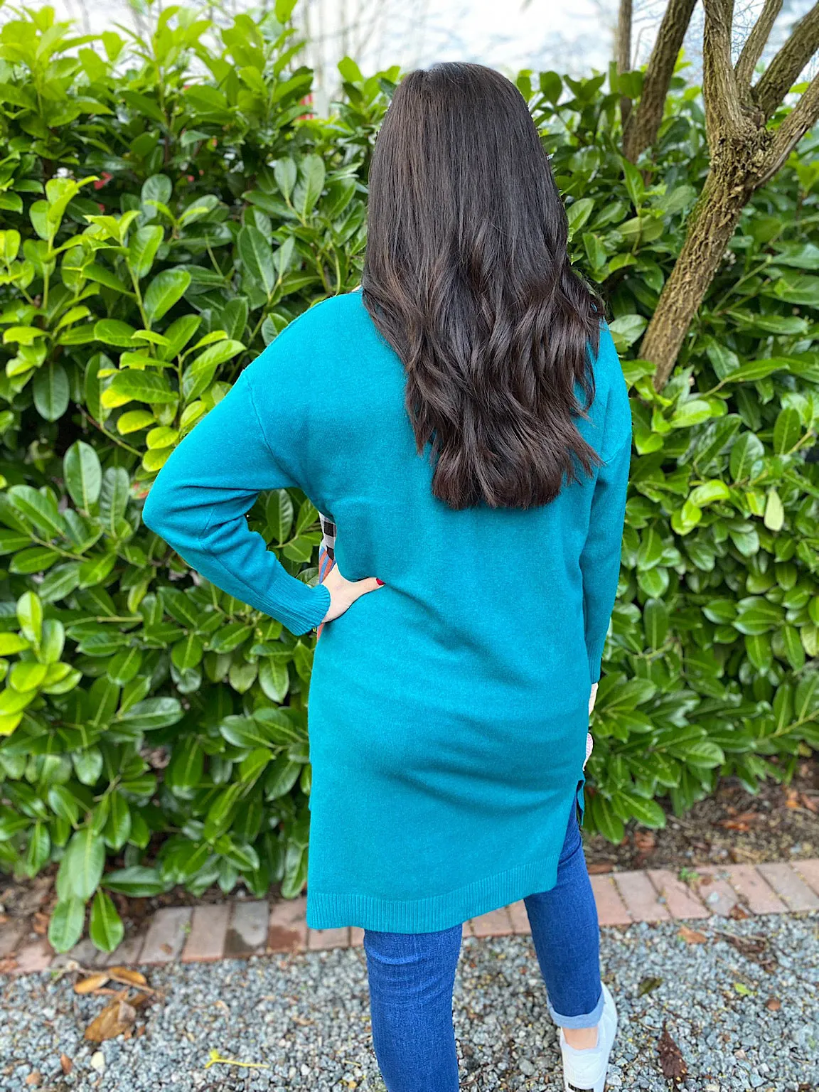 Teal Premium Cable Knit Cardigan Vicky