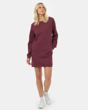 Tentree Fleece Crew Dress In Fig Heather