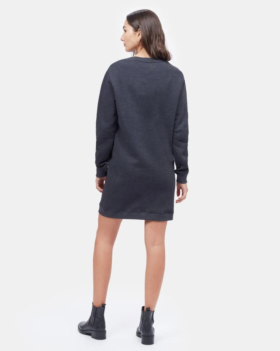 Tentree Fleece Crew Dress In Meteorite Black Heather