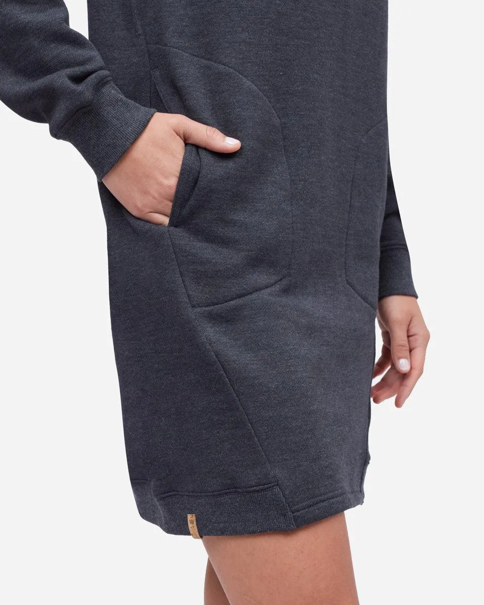 Tentree Fleece Crew Dress In Meteorite Black Heather