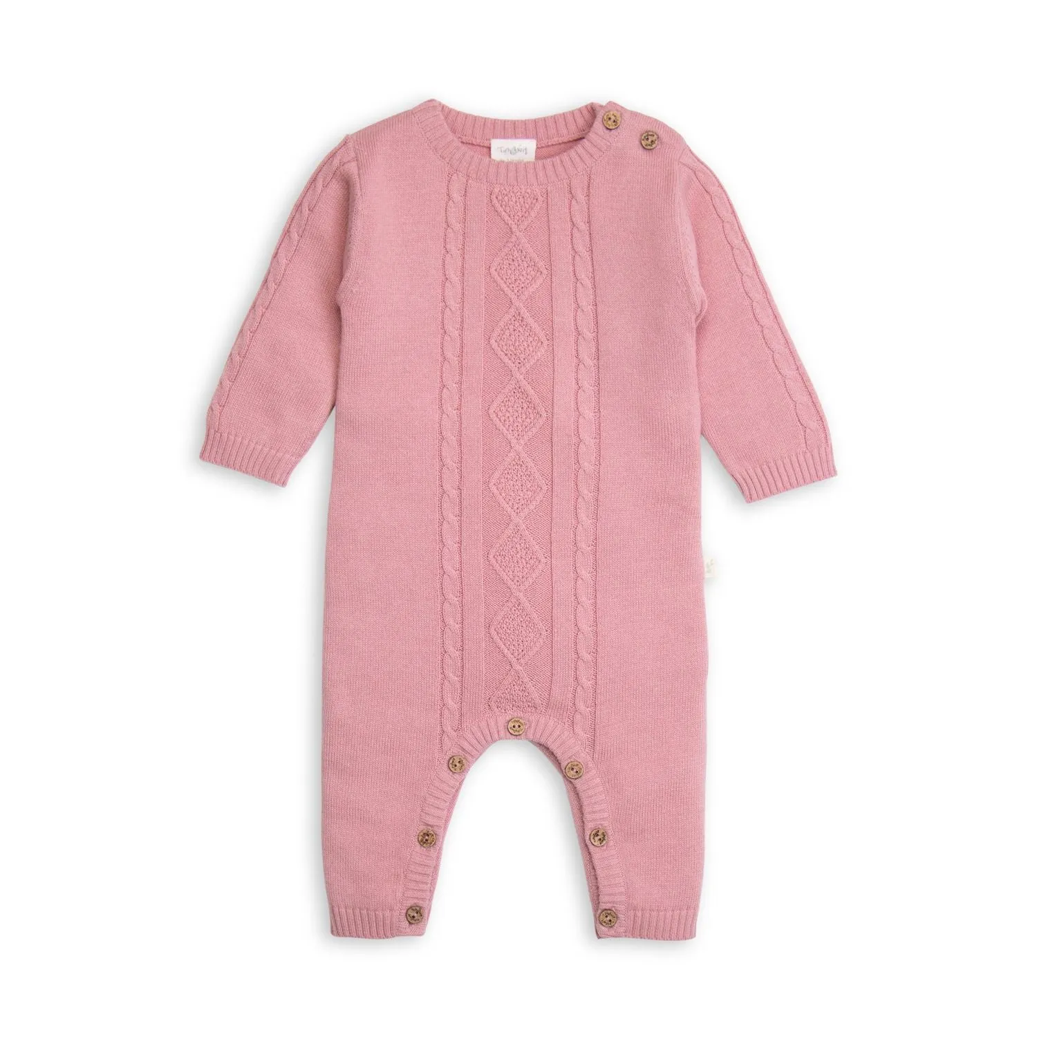 Tiny Twig Growsuit Cable Knit - Rose