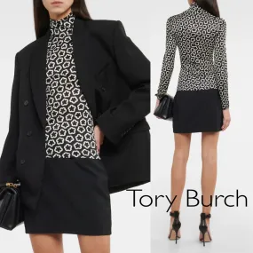 Tory Burch  |Flower Patterns Casual Style Silk Long Sleeves Office Style