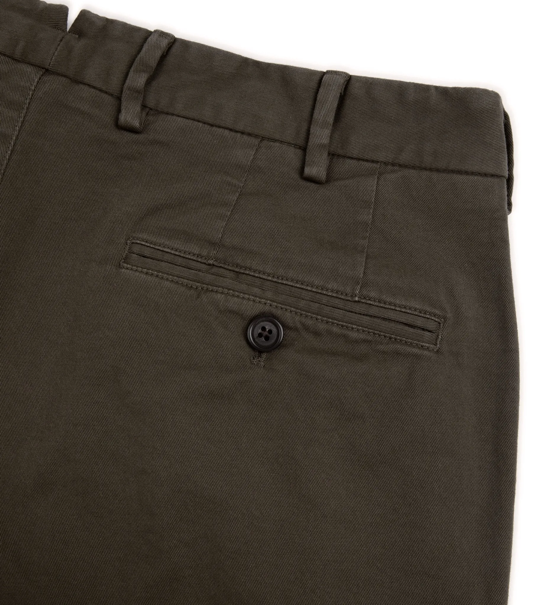 Trunk Welbeck Flat Front Cotton Trousers: Olive