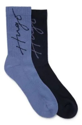 Two-pack of quarter-length socks with handwritten logos