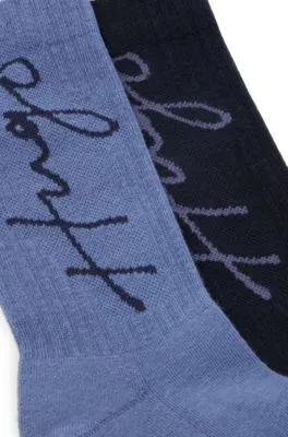 Two-pack of quarter-length socks with handwritten logos