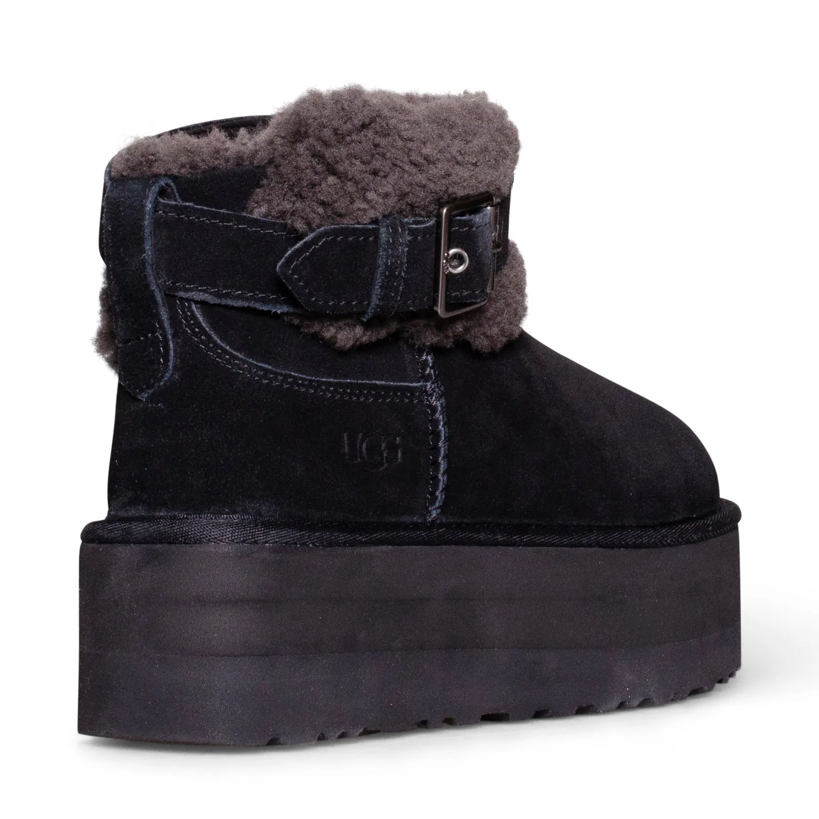 UGG Ultra Mini Belted Roller Black Boots - Women's