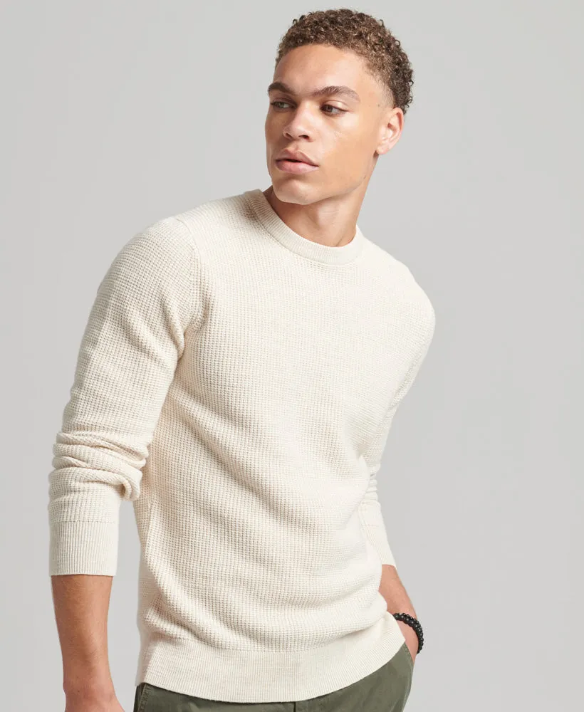 Vintage Textured Crew Knit | Ecru Heather