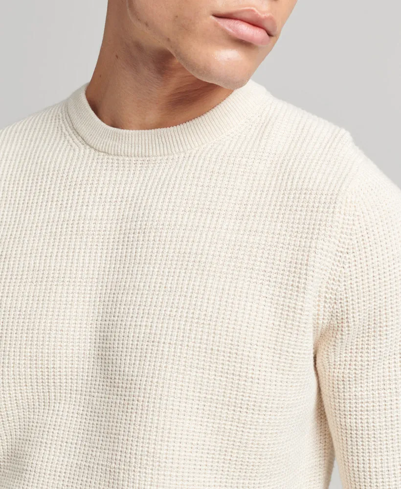 Vintage Textured Crew Knit | Ecru Heather