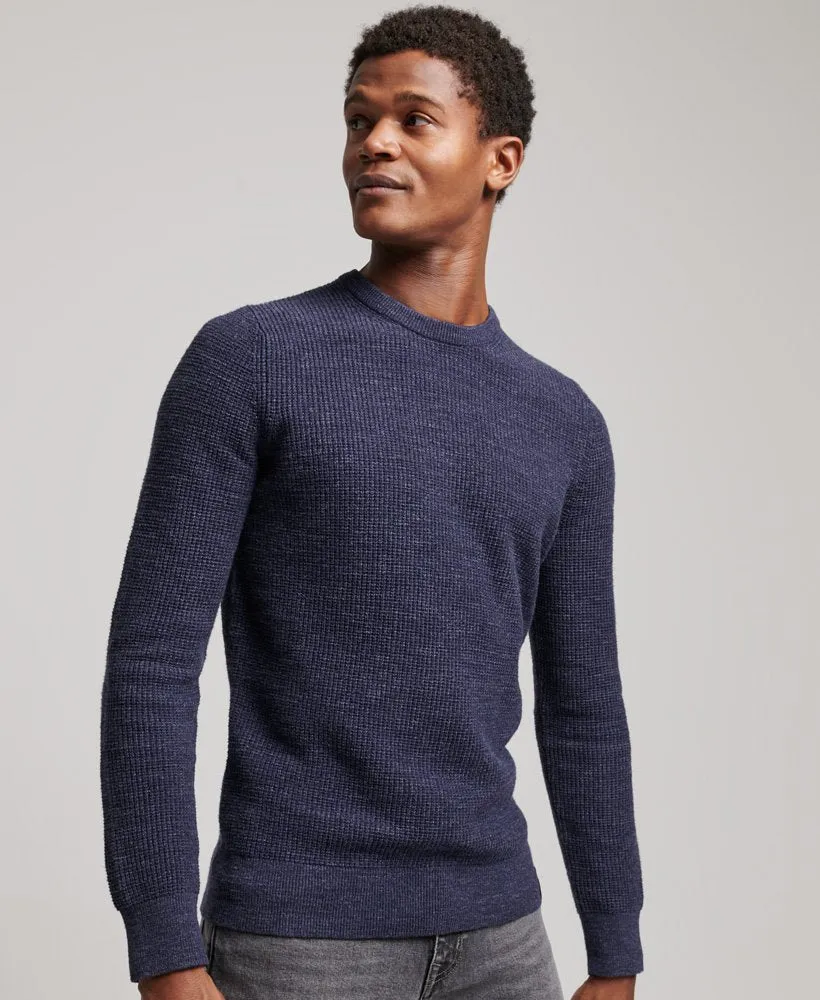 Vintage Textured Crew Knit | Night Navy Heather