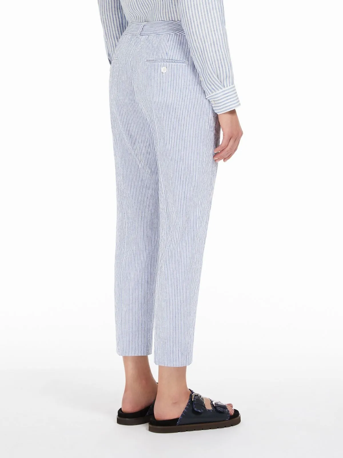 Weekend Max Mara Starlet Seersucker Pants in Light Blue