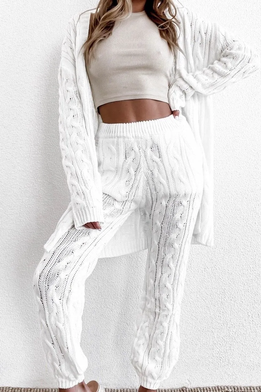 WHITE COBBLE CARDI LOUNGE SET