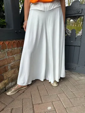 White Crepe Wide Leg Trousers