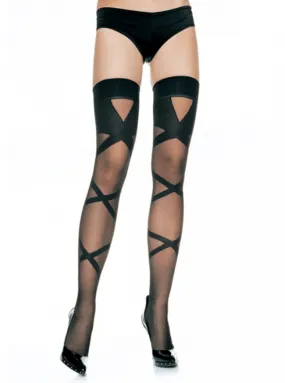 Women's Criss Cross Sheer Thigh Highs