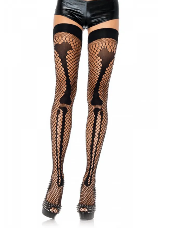 Women's Net Leg Bone Thigh Highs