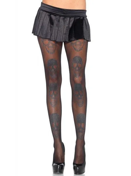 Women's Shimmer Skull Pantyhose