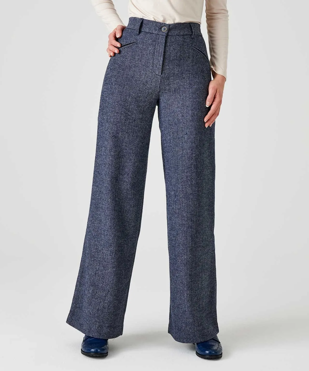 Wool Blend Wide Leg Trousers