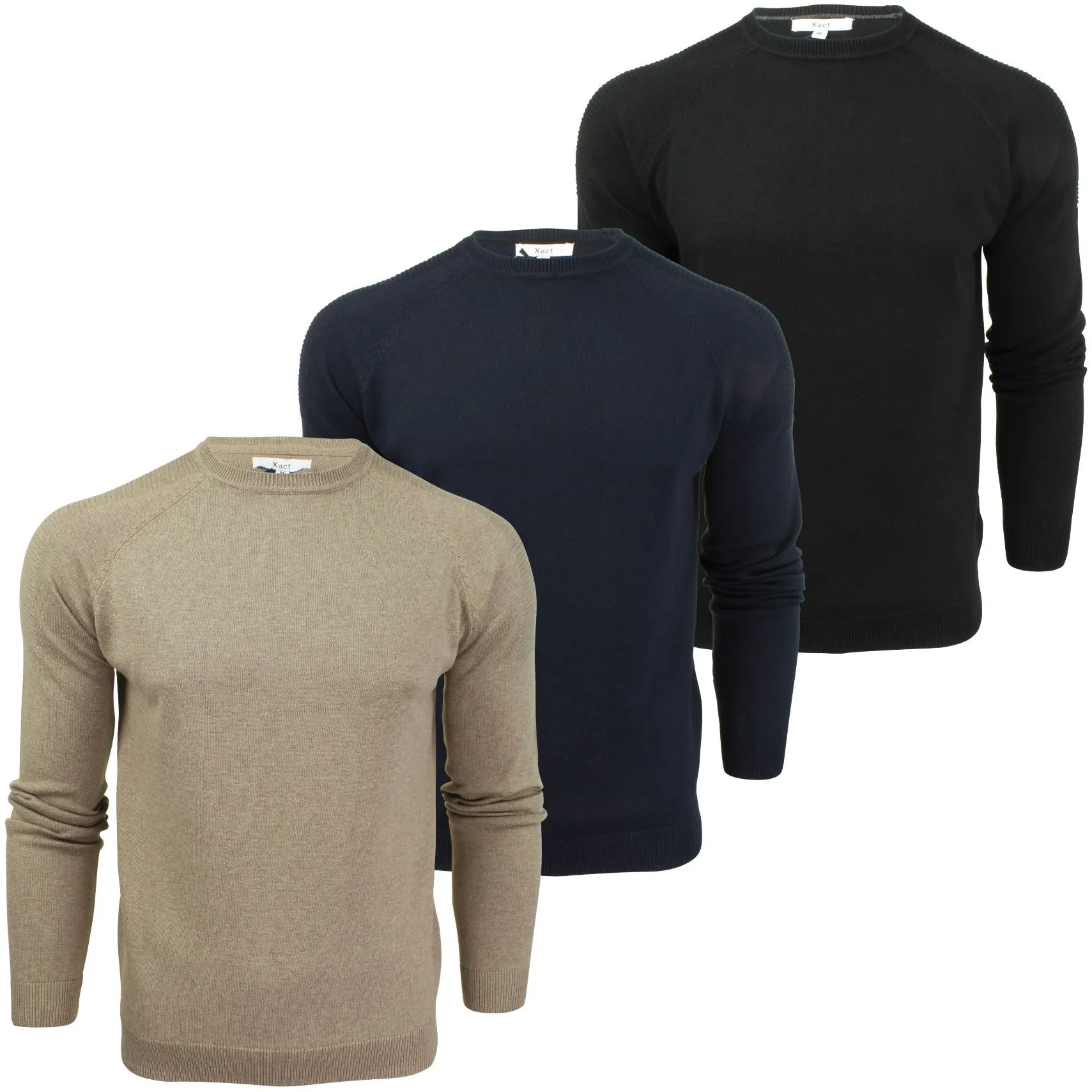 Xact Men's Cotton Raglan Crew Neck Jumper