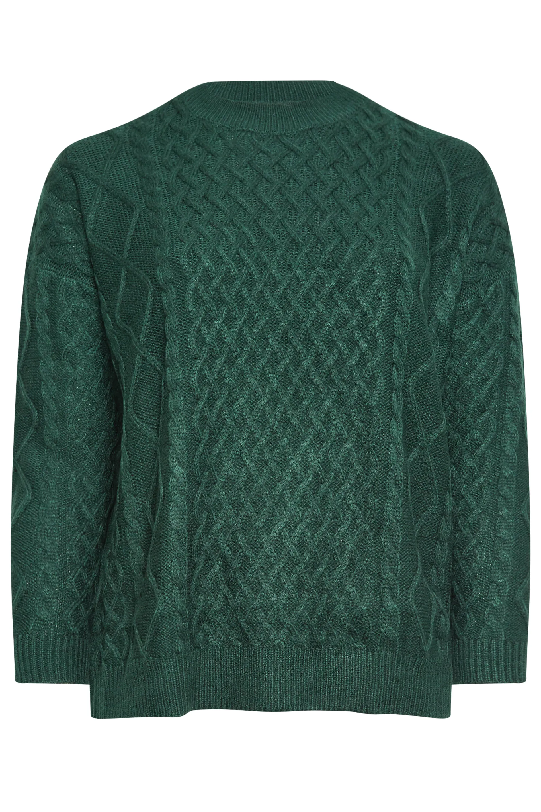 YOURS Curve Green Cable Knit Jumper