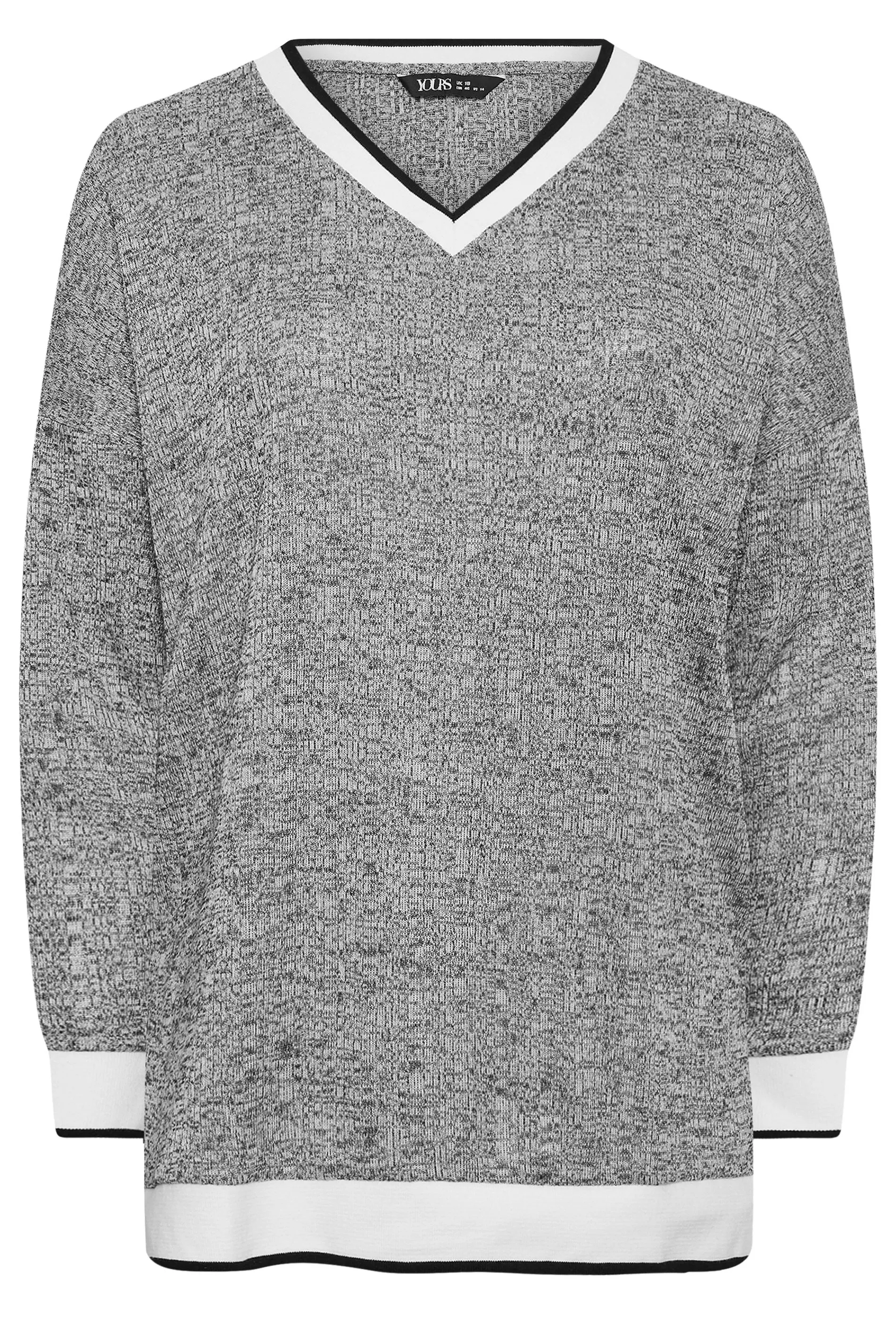 YOURS Curve Grey Cable Knit Sweatshirt