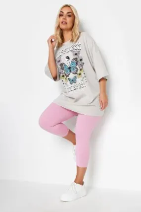 YOURS Curve Light Pink Cropped Leggings